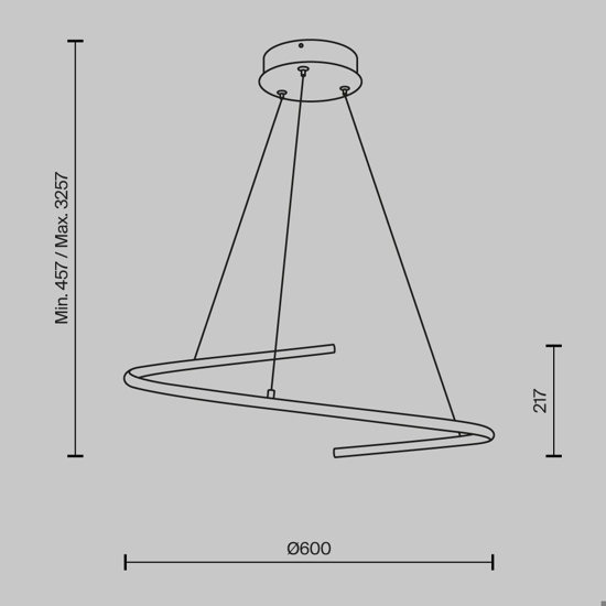Maytoni curve lampadario moderno per salotto led da 2600k a 3500k fp
