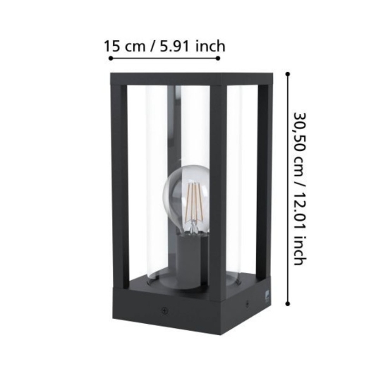 Lampione basso da giardino ip54 nero lampadine e27