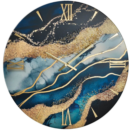 Grande orologio da parete 80cm mediterraneo blu oro rotondo