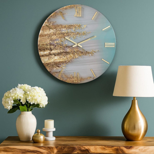 Grande orologio goldy 80cm per parete in resina foglia oro moderno