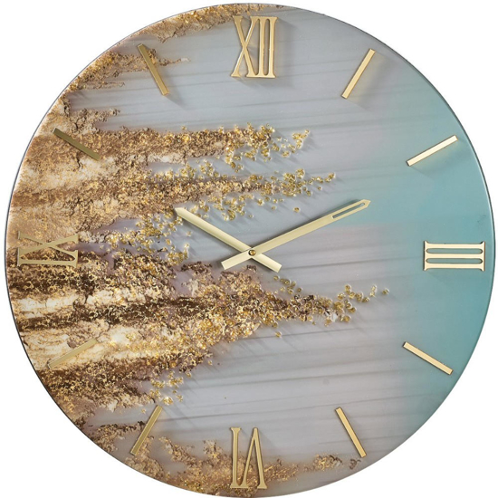 Grande orologio goldy 80cm per parete in resina foglia oro moderno