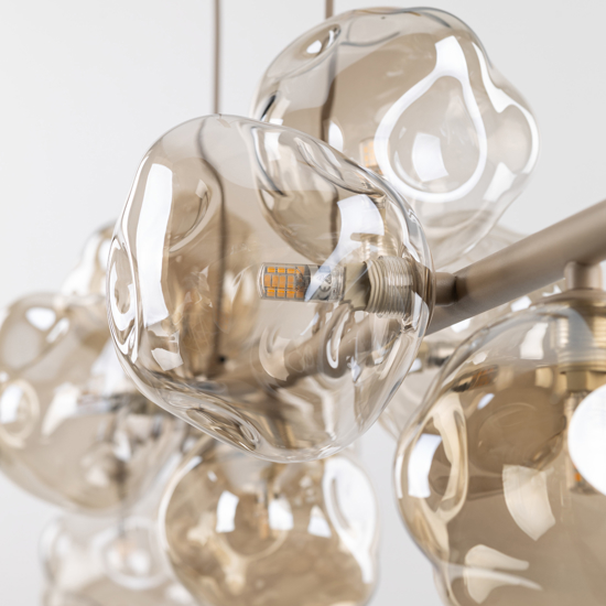 Lampadario a sospensione design moderno sabbia vetri cognac per soggiorno