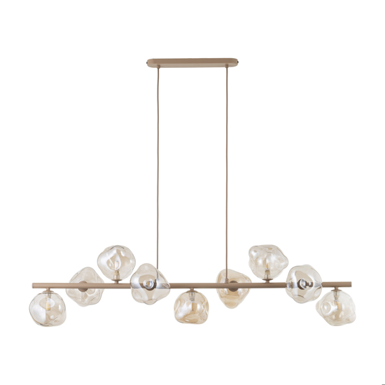 Lampadario a sospensione design moderno sabbia vetri cognac per soggiorno