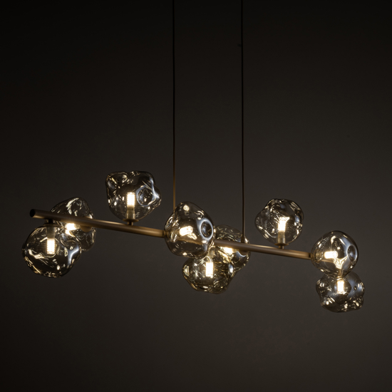 Lampadario a sospensione design moderno sabbia vetri cognac per soggiorno