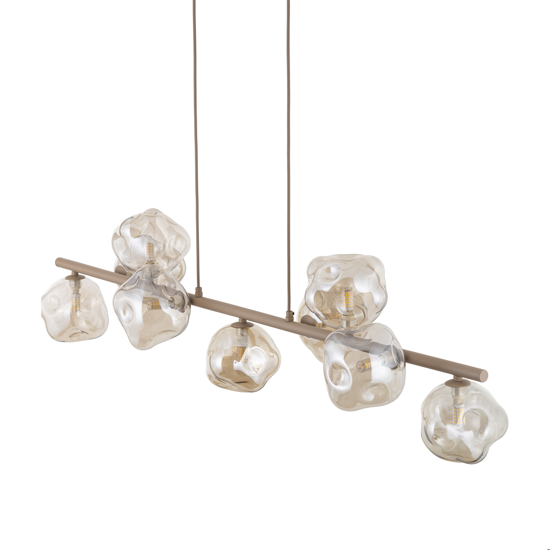 Lampadario a sospensione design moderno sabbia vetri cognac per soggiorno