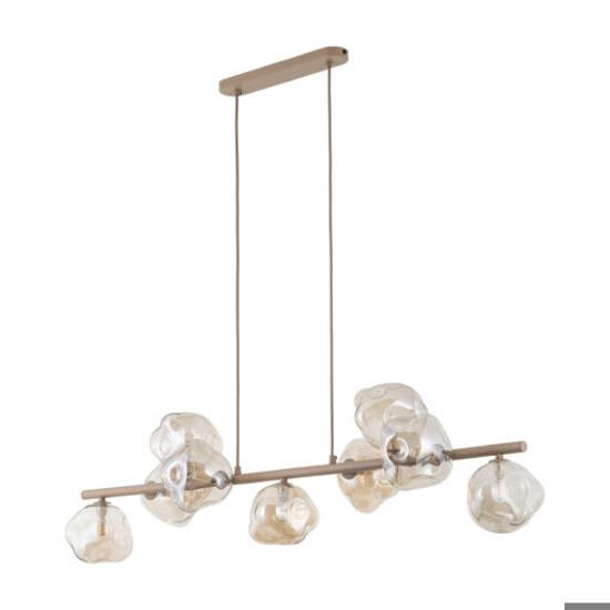 Lampadario a sospensione design moderno sabbia vetri cognac per soggiorno