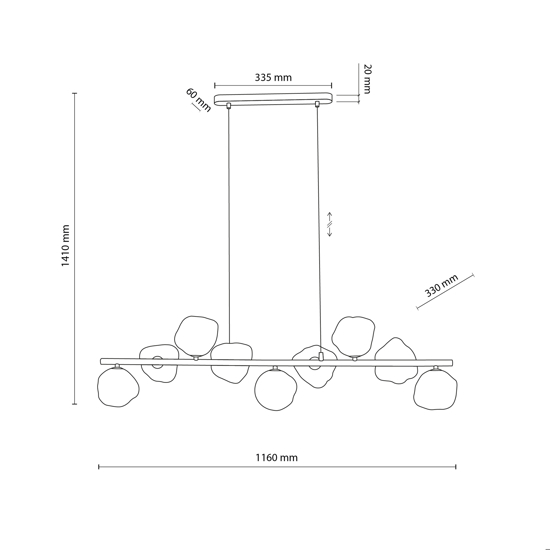 Lampadario a sospensione design moderno sabbia vetri cognac per soggiorno
