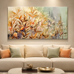 Quadro moderno floreale astratto 77x143 cm stampa con decoro a rilievo