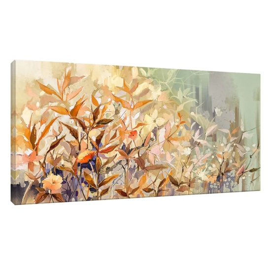 Quadro moderno floreale astratto 77x143 cm stampa con decoro a rilievo
