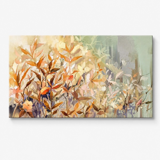 Quadro moderno floreale astratto 77x143 cm stampa con decoro a rilievo