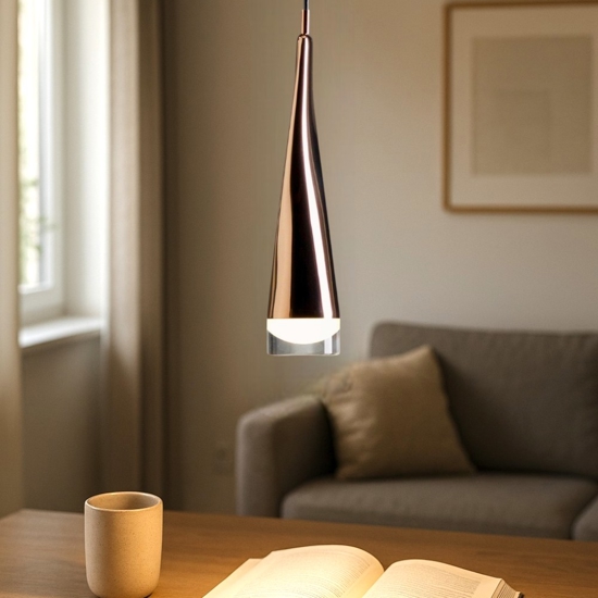 Lampada a sospensione design moderna oro rosa twist vivida led 5w 3000k fp