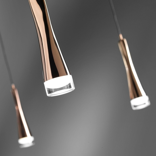 Lampada a sospensione design moderna oro rosa twist vivida led 5w 3000k fp