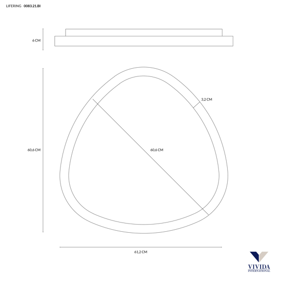 Plafoniera led design moderna led 48w 3000k 4000k vivida lifering