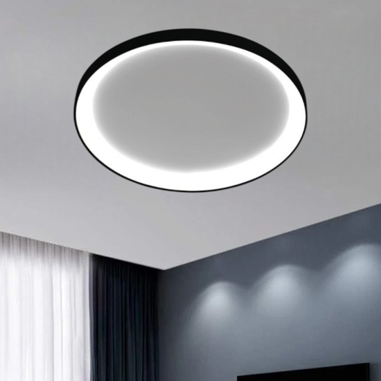 Plafoniera nera vivida lifering-r tonda led 60w 3000k 4000k dimmerabile