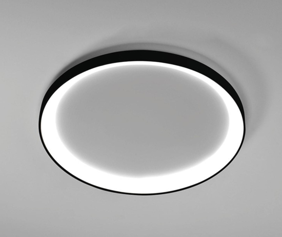 Plafoniera nera vivida lifering-r tonda led 60w 3000k 4000k dimmerabile