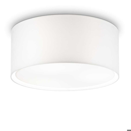 Ideal lux wheel pl3 plafoniera con paralume in tessuto bianco