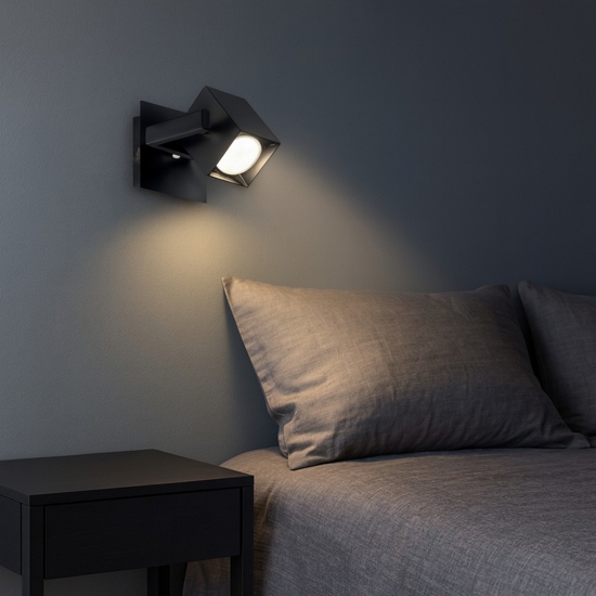 Mouse ap1 ideal lux applique da comodino orientabile nero squadrato