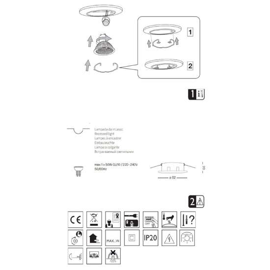 Box kit 3 ideal lux swing faretti da incasso orientabile brunito rotondo