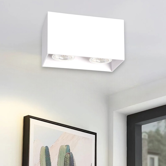 Plafoniera da soffitto rettangolare bianca 2 luci