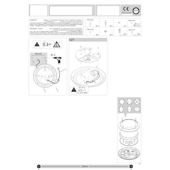 Ideal lux medea-1 ap1 applique da esterno ovale nero