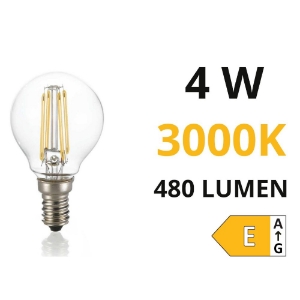 Lampadina e14 led 4w 3000k 480lm sfera vetro trasparente ideal lux
