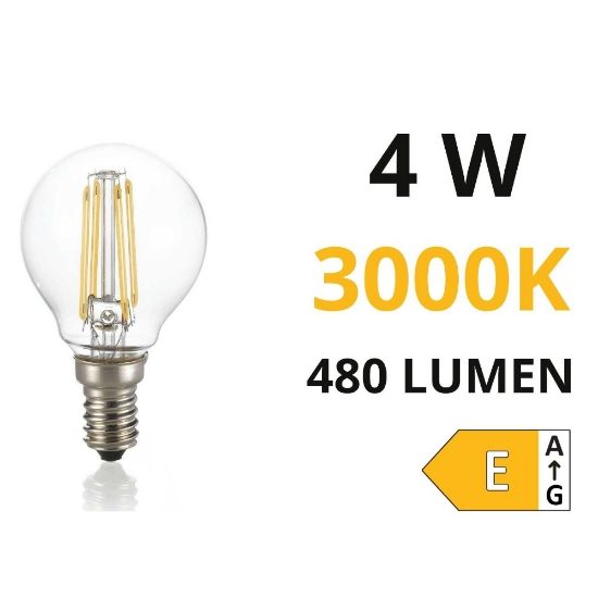 Lampadina e14 led 4w 3000k 480lm sfera vetro trasparente ideal lux