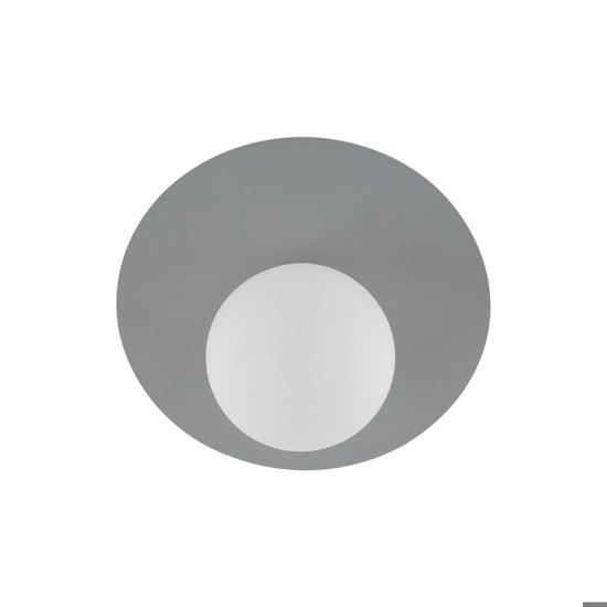 Piccola plafoniera moderna con sfera vetro bianco