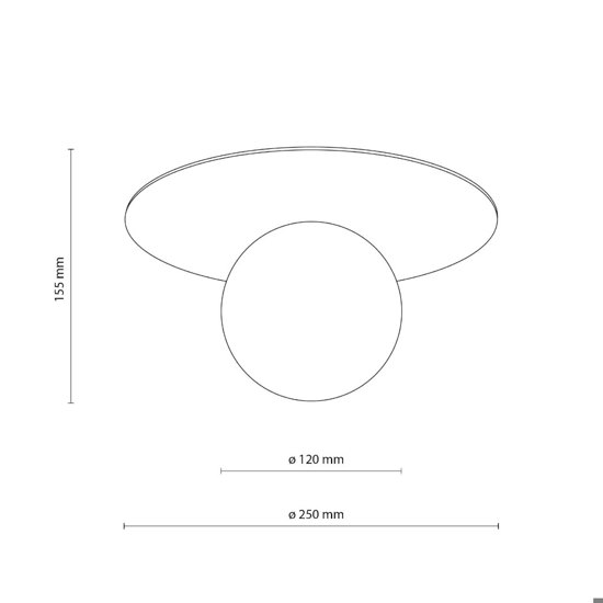 Piccola plafoniera moderna con sfera vetro bianco
