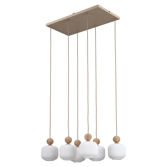 Lampadario in legno e vetro per soggiorno moderno con pendenti a sospensione