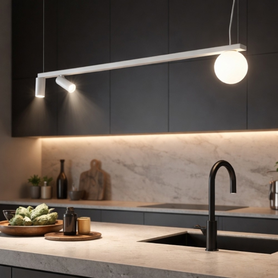 Lampadario a sospensione bianco per isola penisola cucina moderna