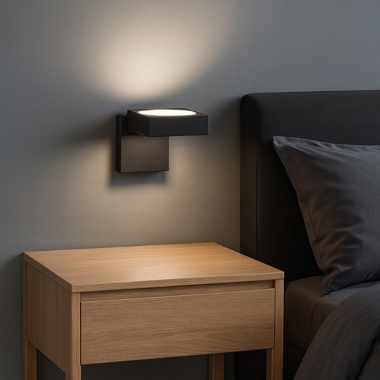 Applique da comodino per camera da letto toplight up nero