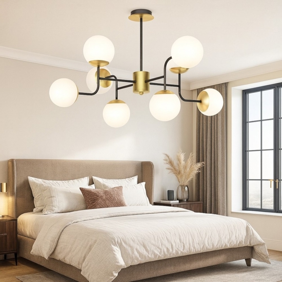 Lampadario stanza da letto nero oro top light clear