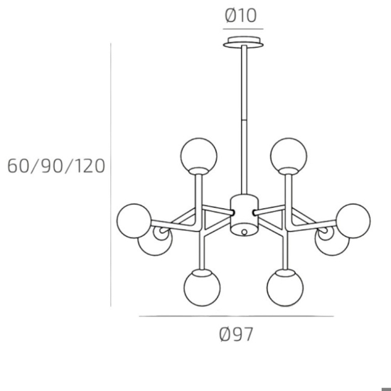 Lampadario stanza da letto nero oro top light clear