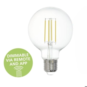 Lampadina led 6w e27 4000k dimmerabile bluetooth 806lm sfera vetro trasparente fp eglo