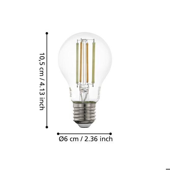Lampadina e27 led 6w dimmerabile 2700k a 6500k bluetooth  goccia trasparente eglo
