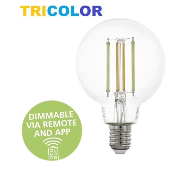 Lampadina led e27 6w 2700k a 6500k dimmerabile vetro trasparente bluetooth eglo connect