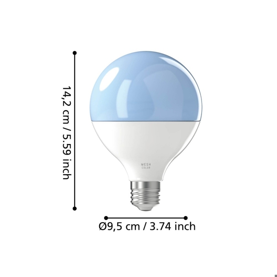 Lampadina e27 led globo 13w rgb dimmerabile da 2700k a 6500k 1300lm bluetooth eglo