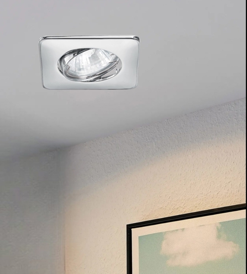 Faretto quadrato da incasso a soffitto orientabile lounge fi cromo ideal lux fp