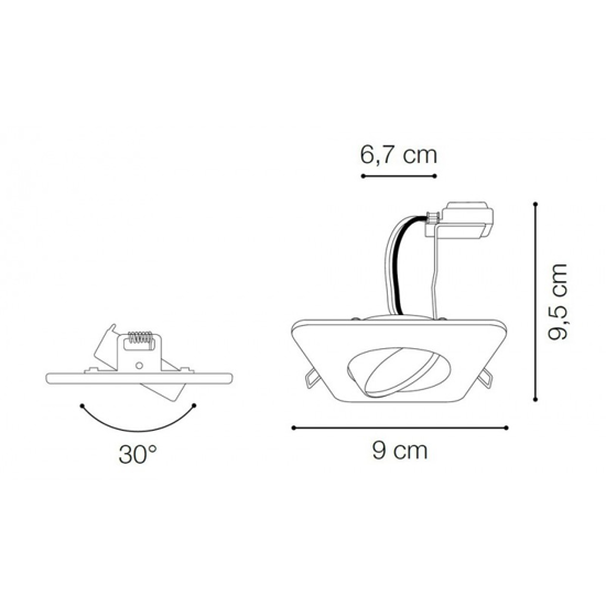 Faretto quadrato da incasso a soffitto orientabile lounge fi cromo ideal lux fp