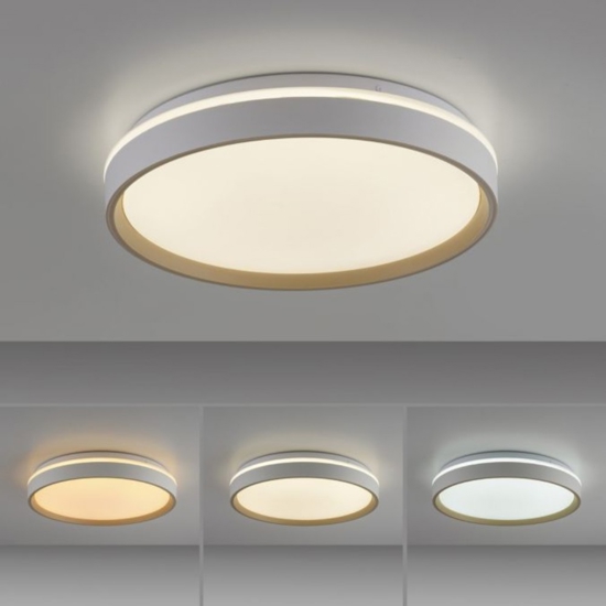 Plafoniera rotonda bianco sabbia led 20w 2700k a 6500k cont elecomando