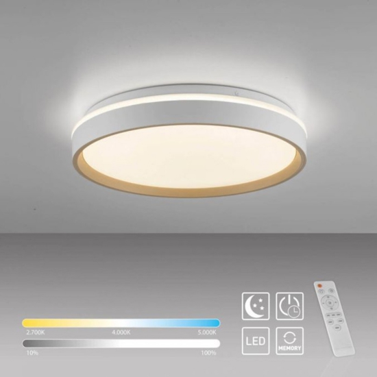 Plafoniera rotonda bianco sabbia led 20w 2700k a 6500k cont elecomando