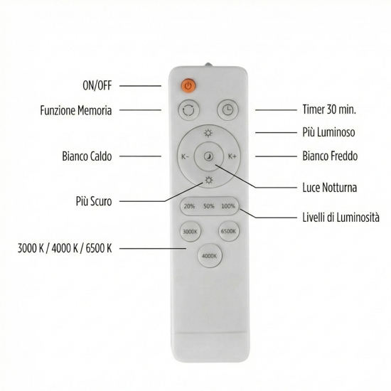Plafoniera rotonda bianco sabbia led 20w 2700k a 6500k cont elecomando