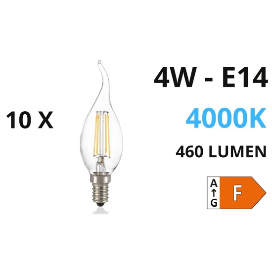 Confezione n10 lampadine e14 led 4w 4000k 460lm trasparente ideal lux