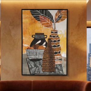Quadro verticale etnico per soggiorno cornice nera 80x120