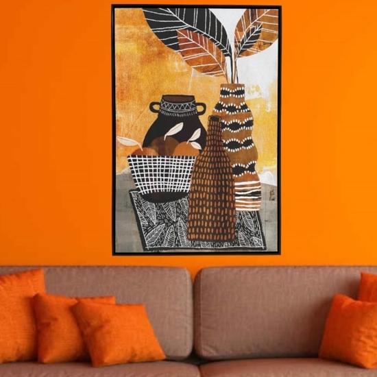 Quadro verticale etnico per soggiorno cornice nera 80x120