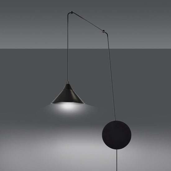 Lampada da comodino a parete applique nero fp