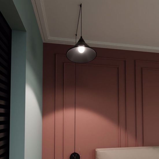Lampada da comodino a parete applique nero fp