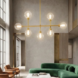 Lampadario dom miloox ottone oro moderno per soggiorno fp