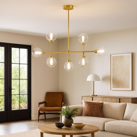Lampadario dom miloox ottone oro moderno per soggiorno fp