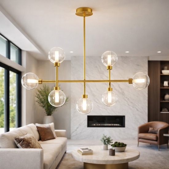 Lampadario dom miloox ottone oro moderno per soggiorno fp